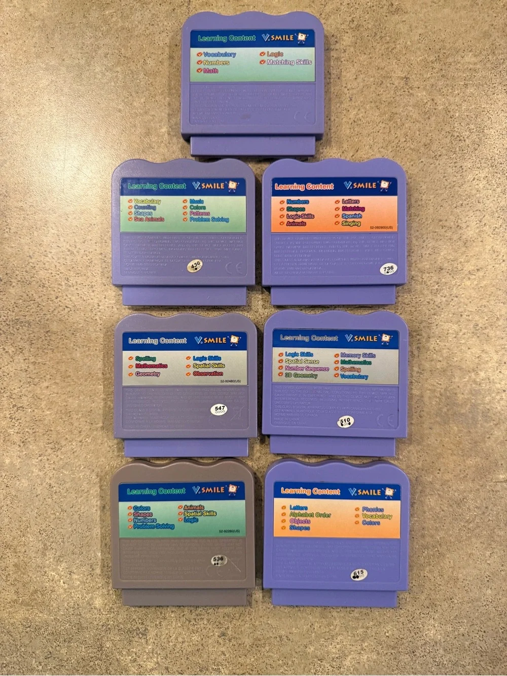 Lot of 7 VTech V.Smile Learning System Game Cartridges Mickey Batman Etc Tested
